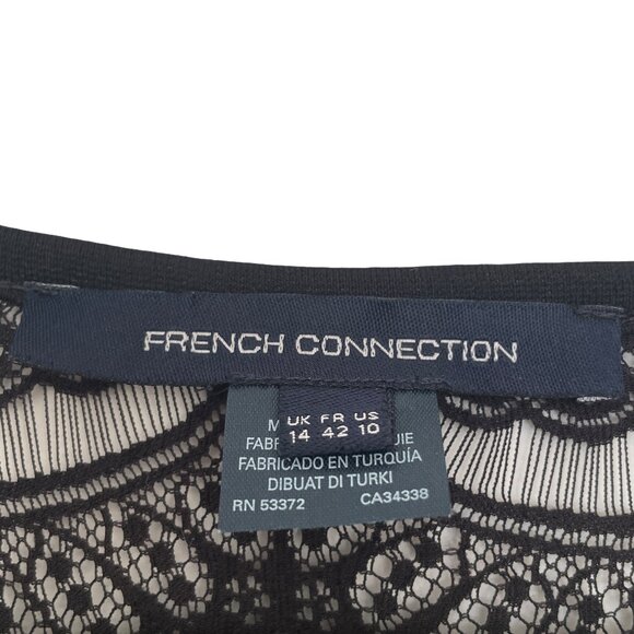 French Connection Black Lace Panel LBD – Size 10 Cocktail Sheath Dress - Picture 4 of 7